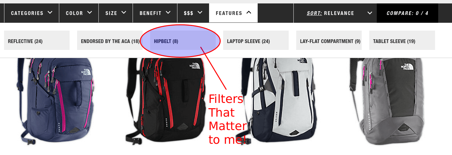 Northface search results for laptop backpack