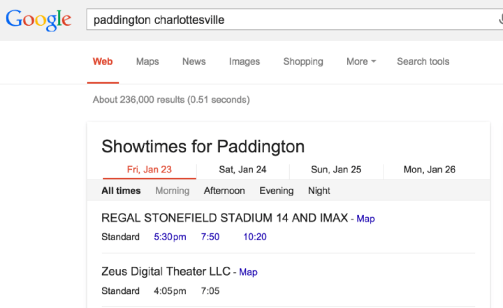 Google Results for 'paddington charlottesville'