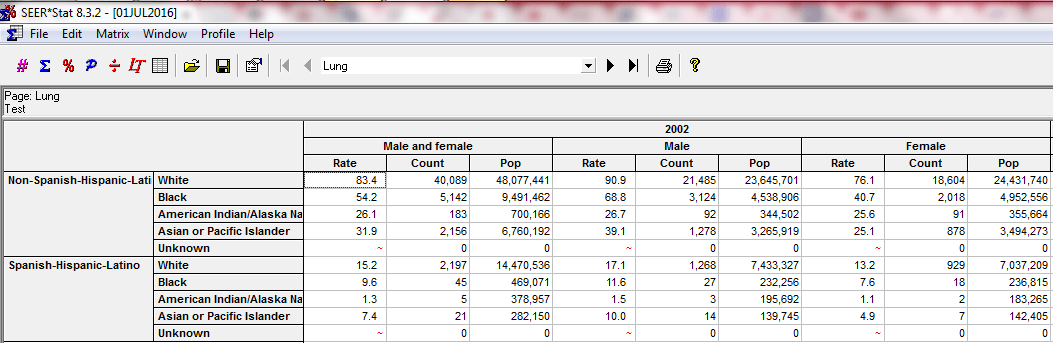 SEER Stat session