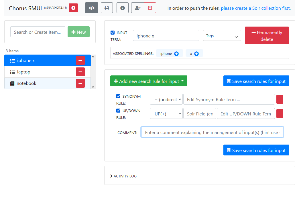 search management with SMUI