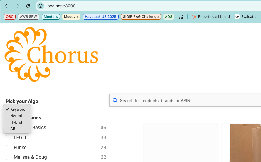 Chorus Home Page Pick your Algo