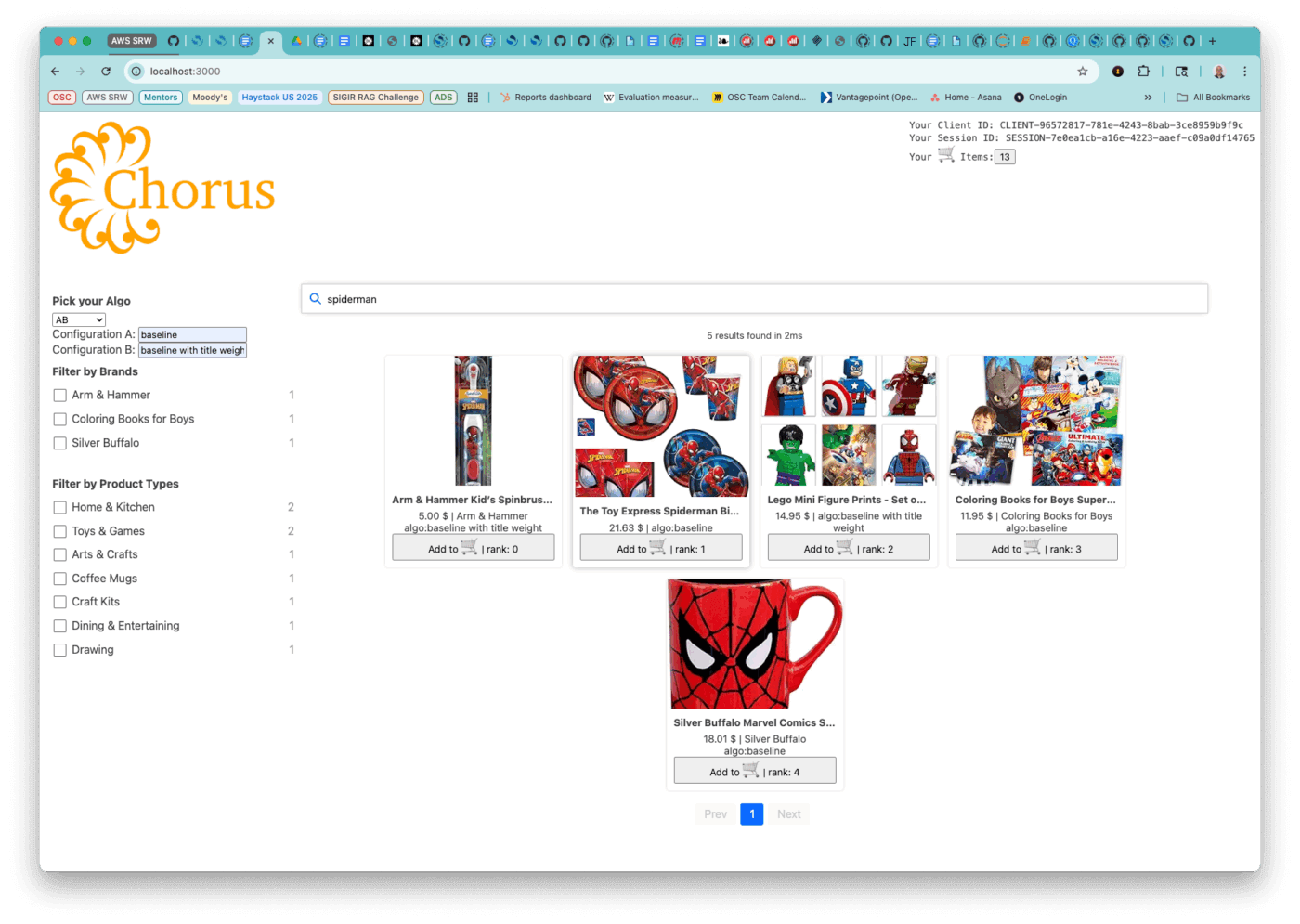 Chorus Home Page Alternate Results